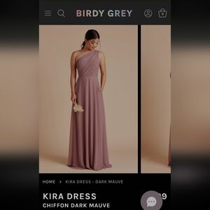 Birdy Grey Dress KIRA DRESS CHIFFON DARK MAUVE Large Formal Gown Bridesmaid